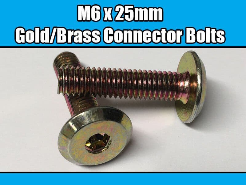 M6X25mm Gold Brass Yellow Furniture Connector Bolts Allen Key Joint Fixing