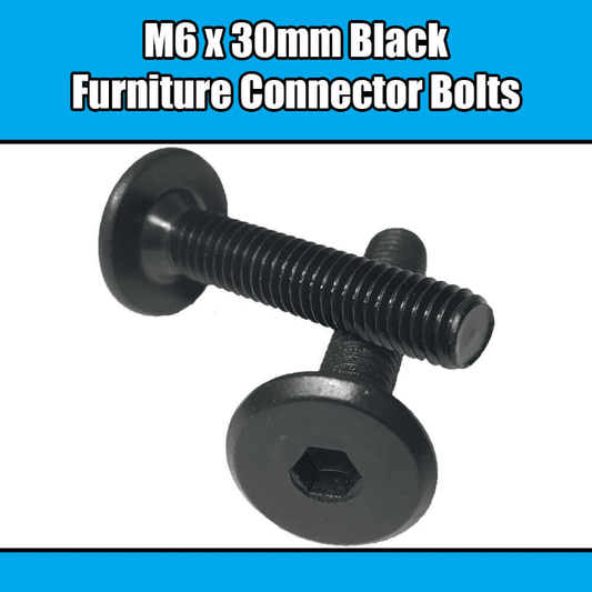M6X30mm Black Furniture Connector Bolts Allen Joint Fixing Bed Cot Unit Table