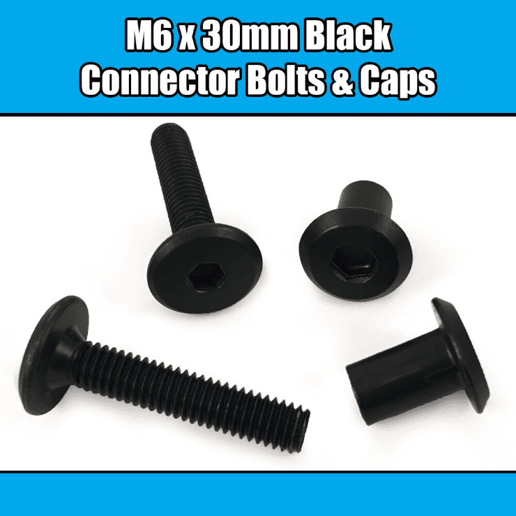 M6X30mm Black Furniture Connector Bolts With Cap Nuts Joint Fixing Bed Cot