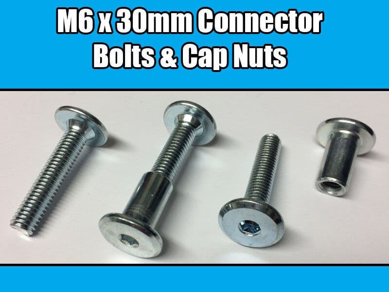 M6X30mm Furniture Connector Bolts & Nut Caps Allen Key Head Joint Fixing