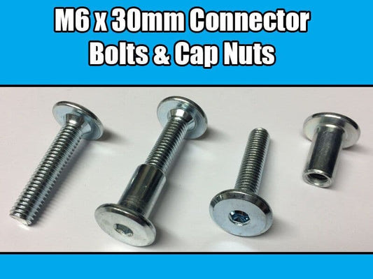 M6X30mm Furniture Connector Bolts & Nut Caps Allen Key Head Joint Fixing