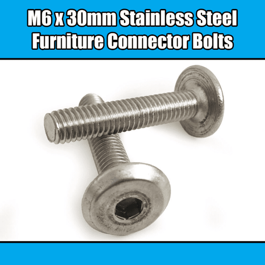 M6X30mm Stainless Steel Furniture Connector Bolts Fix Bed Cot Unit Table Desk