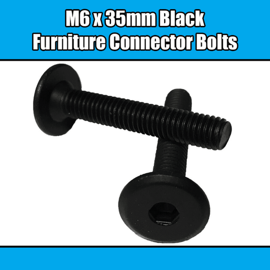 M6X35mm Black Furniture Connector Bolts Allen Joint Fixing Bed Cot Unit Table
