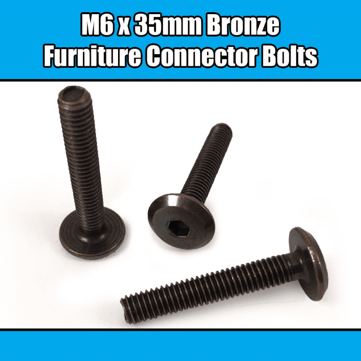 M6X35mm Bronze Furniture Connector Bolts Joint Fixing Bed Cot Unit Table Desk