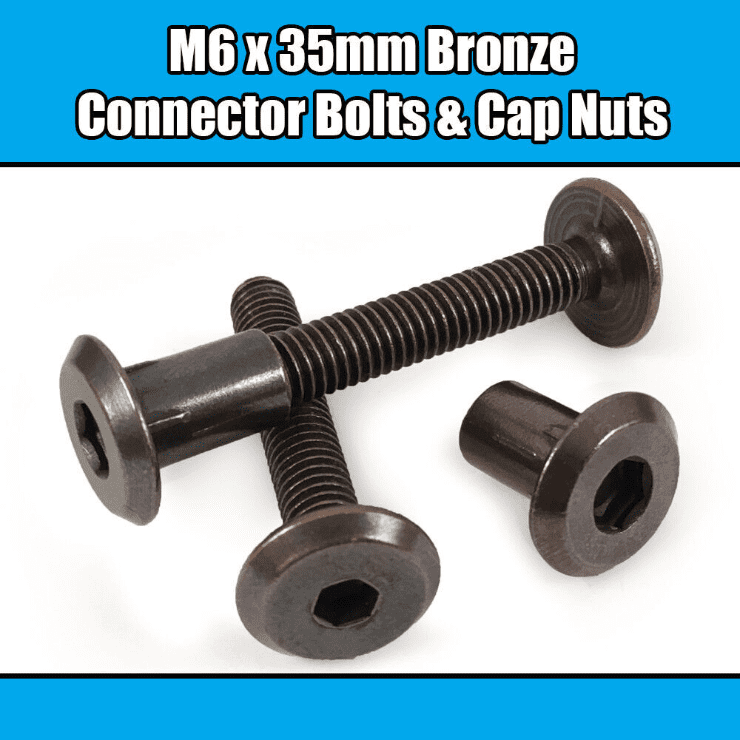 M6X35mm Bronze Furniture Connector Bolts With Cap Nuts Joint Fixing Bed Cot