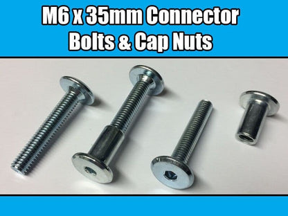 M6X35mm Furniture Connector Bolts & Nut Caps Allen Key Head Joint Fixing