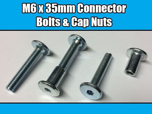 M6X35mm Furniture Connector Bolts & Nut Caps Allen Key Head Joint Fixing