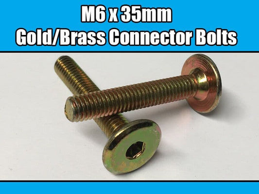 M6X35mm Gold Brass Yellow Furniture Connector Bolts Allen Key Joint Fixing