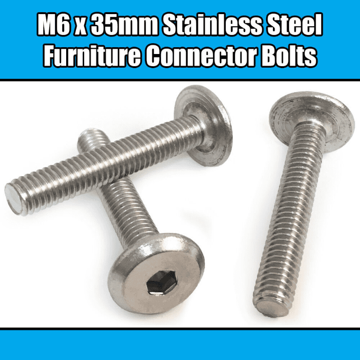 M6X35mm Stainless Steel Furniture Connector Bolts Fix Bed Cot Unit Table Desk
