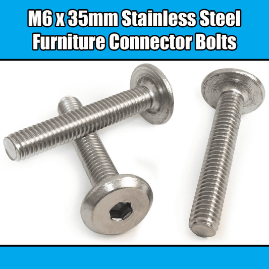 M6X35mm Stainless Steel Furniture Connector Bolts Fix Bed Cot Unit Table Desk