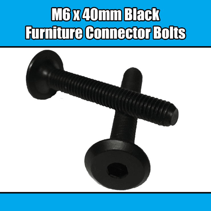 M6X40mm Black Furniture Connector Bolts Allen Joint Fixing Bed Cot Unit Table