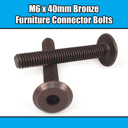 M6X40mm Bronze Furniture Connector Bolts Joint Fixing Bed Cot Unit Table Desk