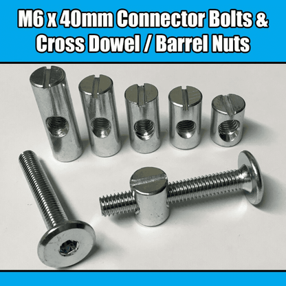 M6X40mm Furniture Connector Bolts & Cross Dowel Barrel Nuts Joint Fixing Unit