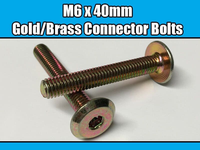 M6X40mm Gold Brass Yellow Furniture Connector Bolts Allen Key Joint Fixing New