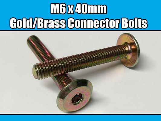 M6X40mm Gold Brass Yellow Furniture Connector Bolts Allen Key Joint Fixing New