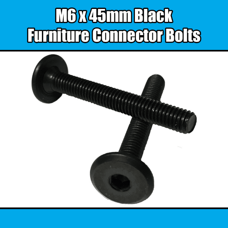M6X45mm Black Furniture Connector Bolts Allen Joint Fixing Bed Cot Unit Table