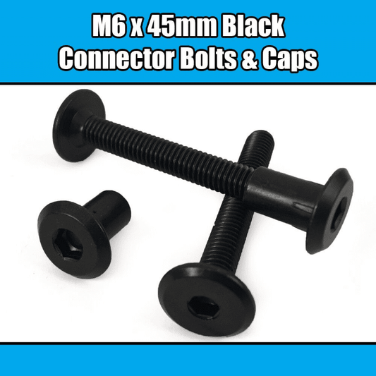 M6X45mm Black Furniture Connector Bolts With Cap Nuts Joint Fixing Bed Cot