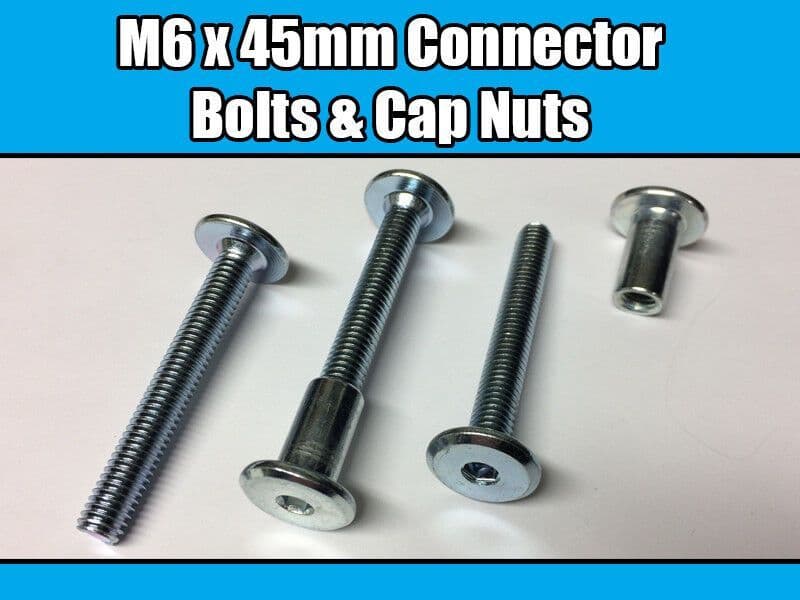 M6X45mm Furniture Connector Bolts & Nut Caps Allen Key Head Joint Fixing