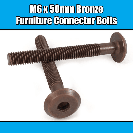 M6X50mm Bronze Furniture Connector Bolts Joint Fixing Bed Cot Unit Table Desk