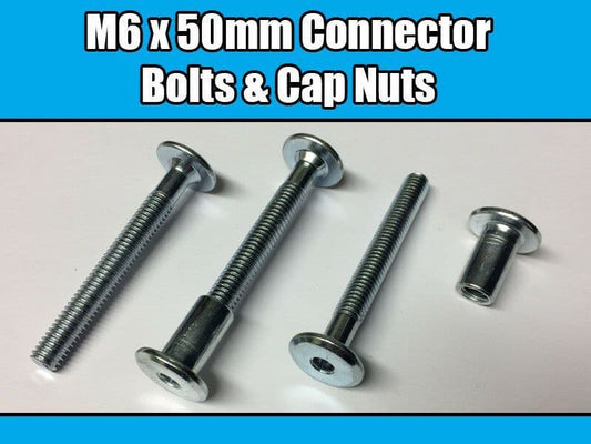 M6X50mm Furniture Connector Bolts & Nut Caps Allen Key Head Joint Fixing
