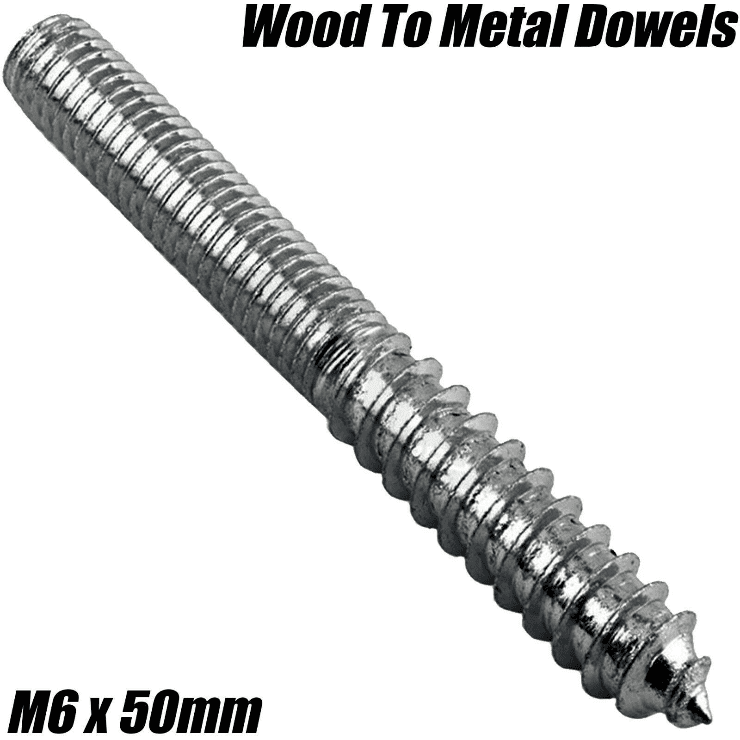 M6X50mm Wood To Metal Dowels Wall Hanger Bolts Furniture Fixing Zinc