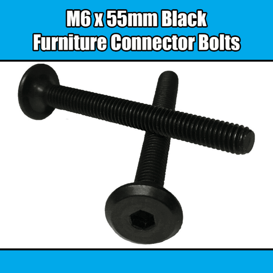 M6X55mm Black Furniture Connector Bolts Allen Joint Fixing Bed Cot Unit Table