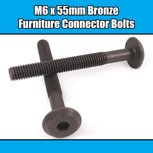 M6X55mm Bronze Furniture Connector Bolts Joint Fixing Bed Cot Unit Table Desk