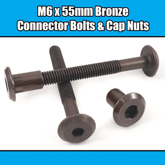 M6X55mm Bronze Furniture Connector Bolts With Cap Nuts Joint Fixing Bed Cot