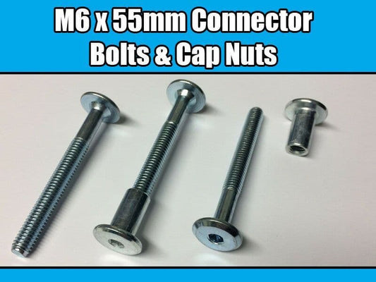 M6X55mm Furniture Connector Bolts & Nut Caps Allen Key Head Joint Fixing