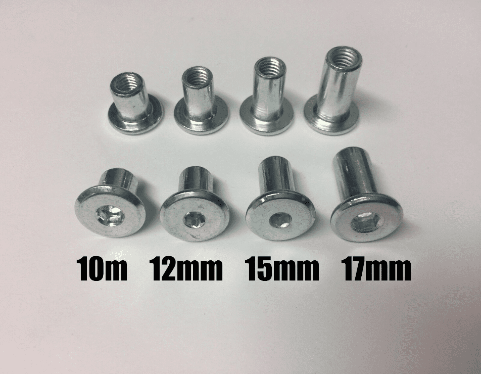M6X55mm Furniture Connector Bolts & Nut Caps Allen Key Head Joint Fixing