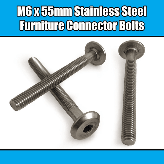 M6X55mm Stainless Steel Furniture Connector Bolts Fix Bed Cot Unit Table Desk