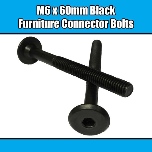 M6X60mm Black Furniture Connector Bolts Allen Joint Fixing Bed Cot Unit Table