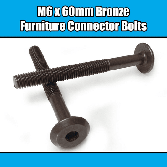 M6X60mm Bronze Furniture Connector Bolts Joint Fixing Bed Cot Unit Table Desk