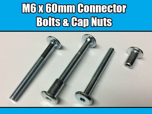 M6X60mm Furniture Connector Bolts & Nut Caps Allen Key Head Joint Fixing