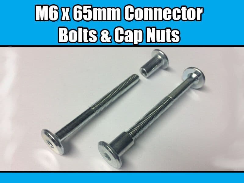 M6X65mm Furniture Connector Bolts & Nut Caps Allen Key Head Joint Fixing