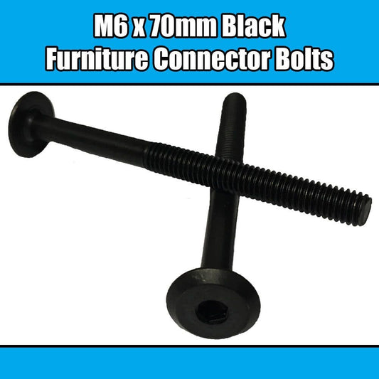 M6X70mm Black Furniture Connector Bolts Allen Joint Fixing Bed Cot Unit Table
