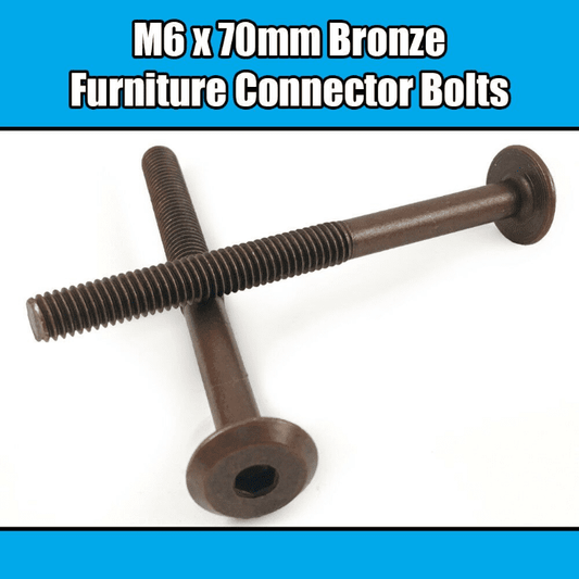 M6X70mm Bronze Furniture Connector Bolts Joint Fixing Bed Cot Unit Table Desk