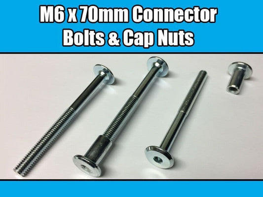 M6X70mm Furniture Connector Bolts & Nut Caps Allen Key Head Joint Fixing Units