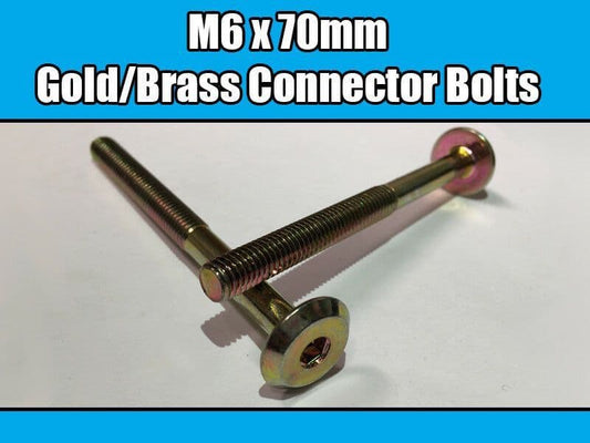 M6X70mm Gold Brass Yellow Furniture Connector Bolts Allen Key Joint Fixing New