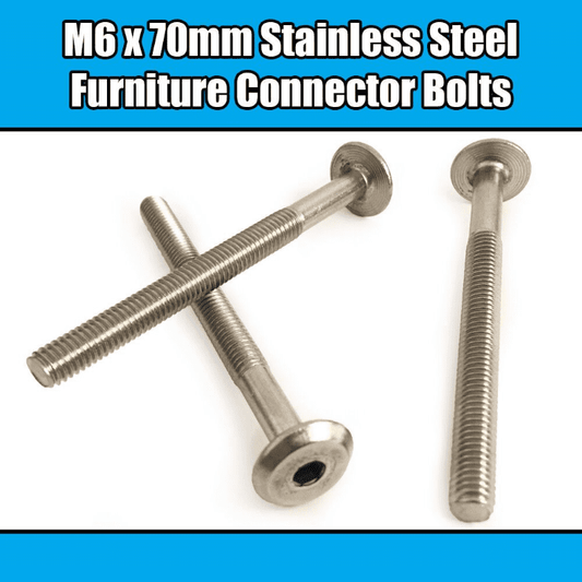 M6X70mm Stainless Steel Furniture Connector Bolts Fix Bed Cot Unit Table Desk