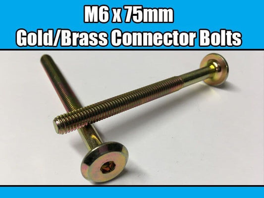 M6X75mm Gold Brass Yellow Furniture Connector Bolts Allen Key Joint Fixing New