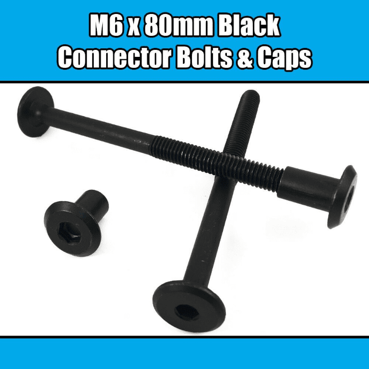 M6X80mm Black Furniture Connector Bolts With Cap Nuts Joint Fixing Bed Cot