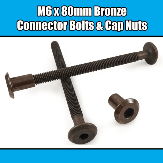 M6X80mm Bronze Furniture Connector Bolts With Cap Nuts Joint Fixing Bed Cot