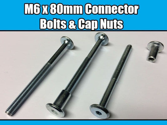 M6X80mm Furniture Connector Bolts & Nut Caps Allen Key Head Joint Fixing Units