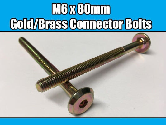 M6X80mm Gold Brass Yellow Furniture Connector Bolts Allen Key Joint Fixing New