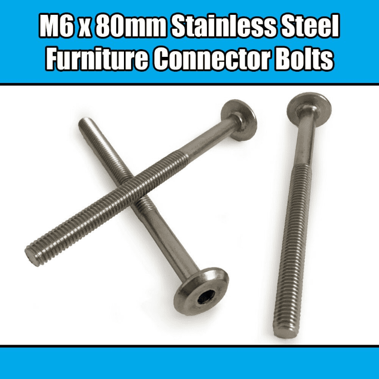 M6X80mm Stainless Steel Furniture Connector Bolts Fix Bed Cot Unit Table Desk