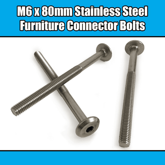 M6X80mm Stainless Steel Furniture Connector Bolts Fix Bed Cot Unit Table Desk
