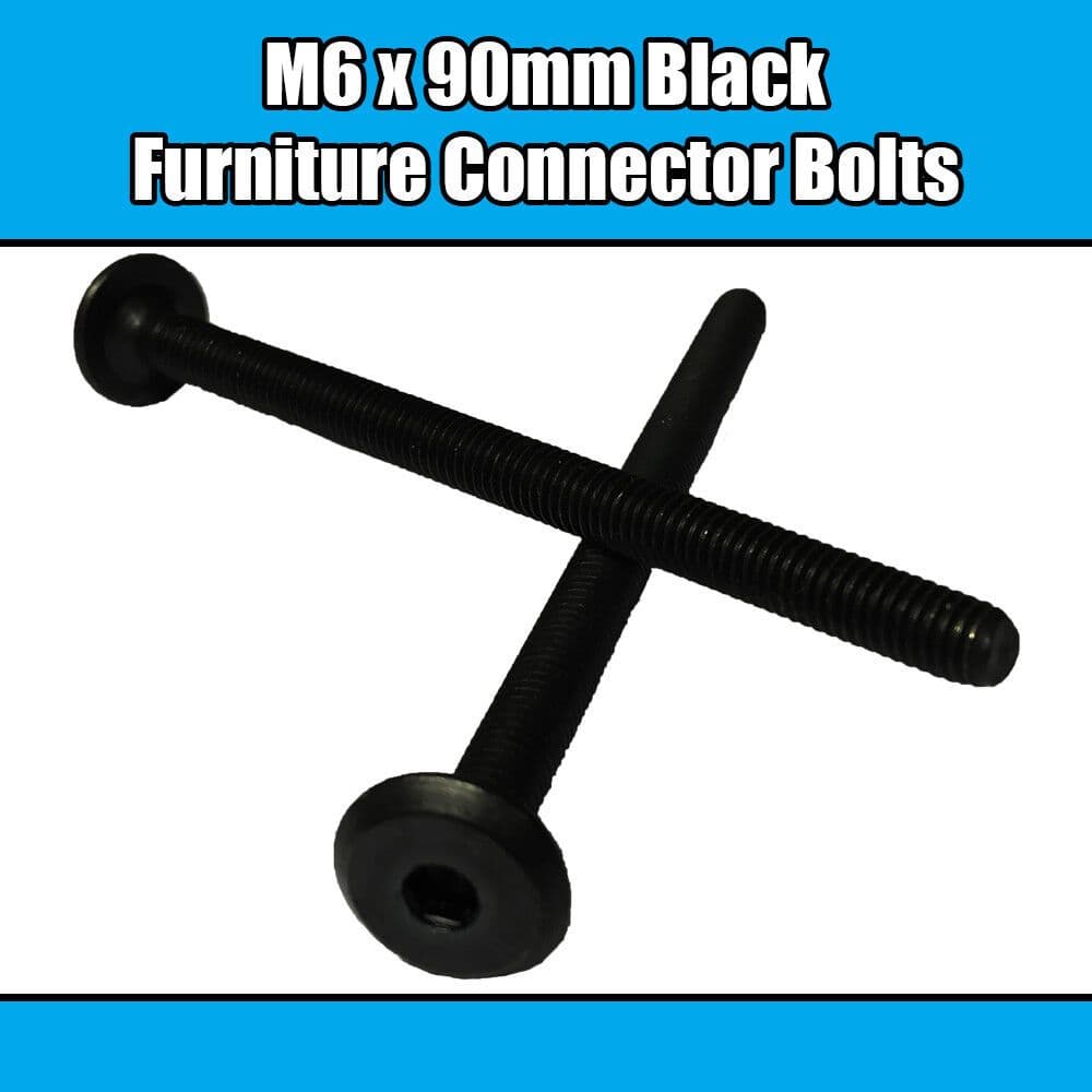 M6X90mm Black Furniture Connector Bolts Allen Joint Fixing Bed Cot Unit Table