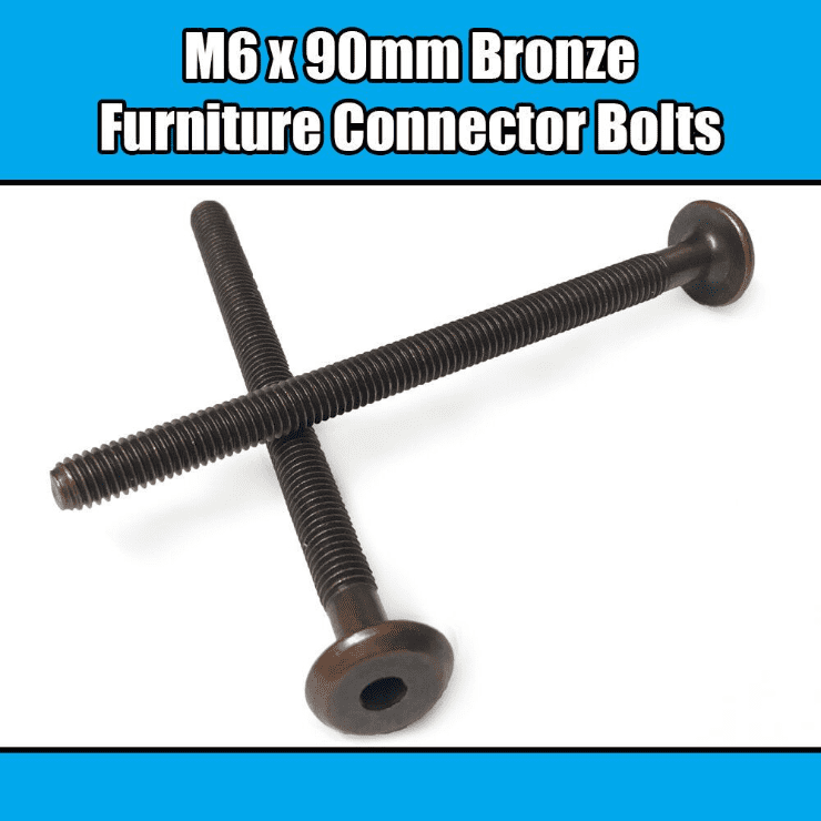 M6X90mm Bronze Furniture Connector Bolts Joint Fixing Bed Cot Unit Table Desk