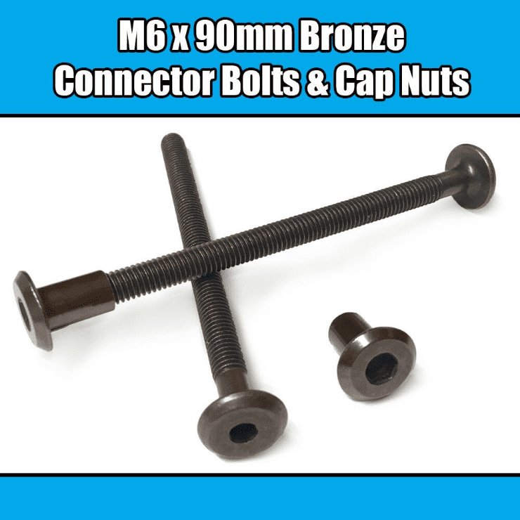 M6X90mm Bronze Furniture Connector Bolts With Cap Nuts Joint Fixing Bed Cot